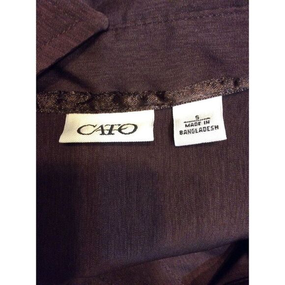 CATO Women 3/4 Sleeve Button Down Size S Brown - Picture 3 of 3